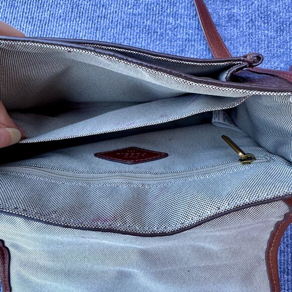 Fossil Heritage Top Handle Crossbody Bag Black & Brown Pebbled Leather - Picture 9 of 15